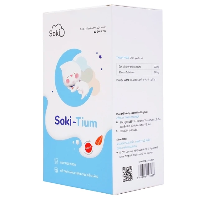 Giúp ngủ ngon, tăng sức đề kháng bột hòa tan Soki-Tium hộp 12 gói x 3g