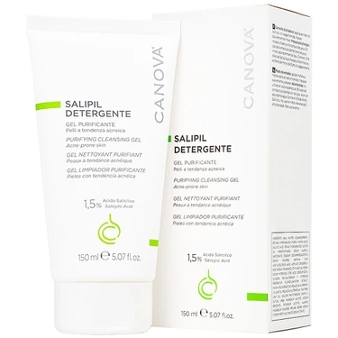 Giúp loại bỏ bụi bẩn, tế bào chết, làm giảm và ngăn ngừa mụn gel rửa mặt ngừa mụn Canova Salipil Detergente Sifarma hộp 1 tuýp 150ml