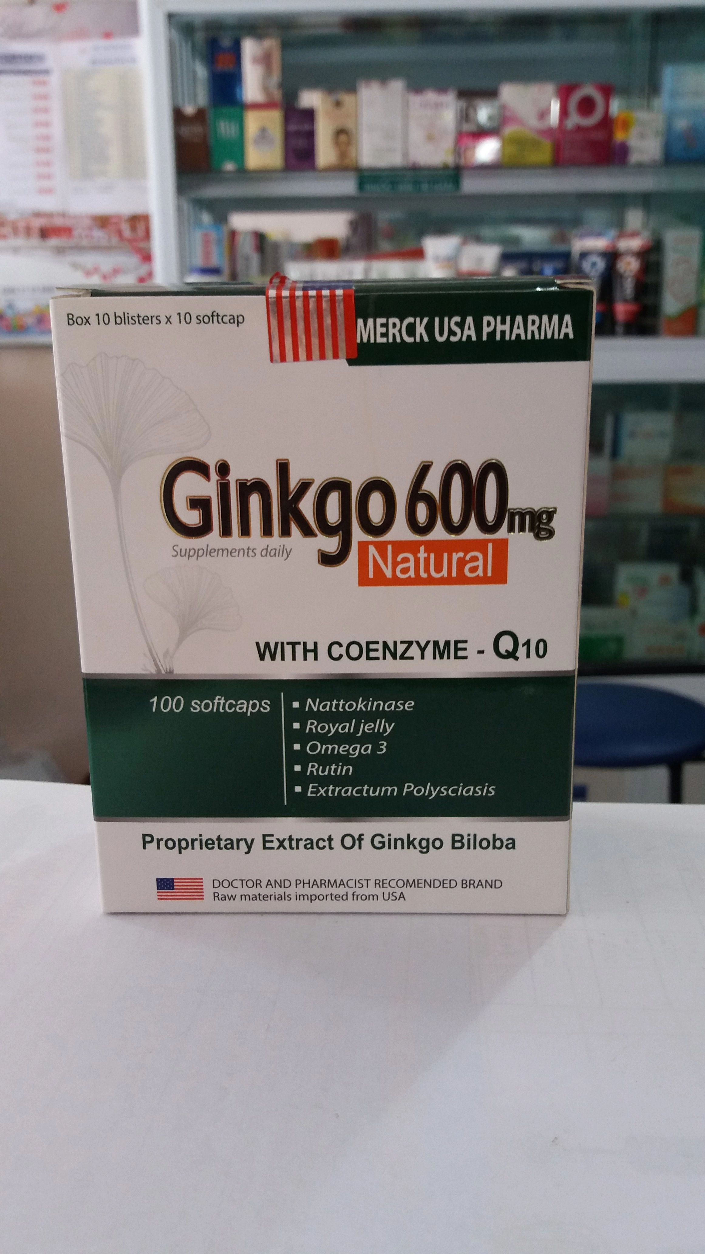 Viên uống hoạt huyết dưỡng não Ginkgo 600mg Natural With Coenzyme-Q10 hộp 100 viên