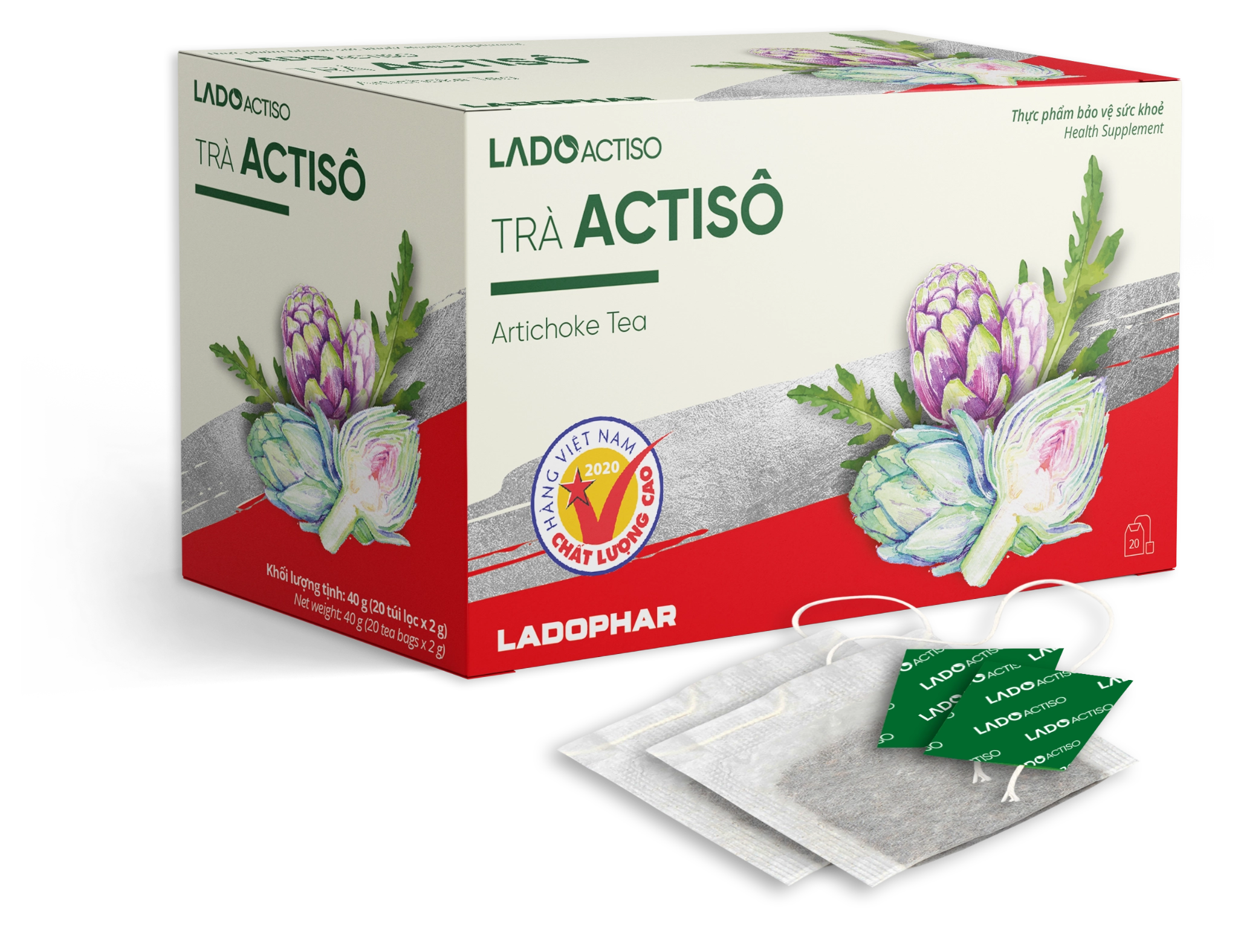 Trà Actiso (LADOPHAR) hộp 20 gói x 2g