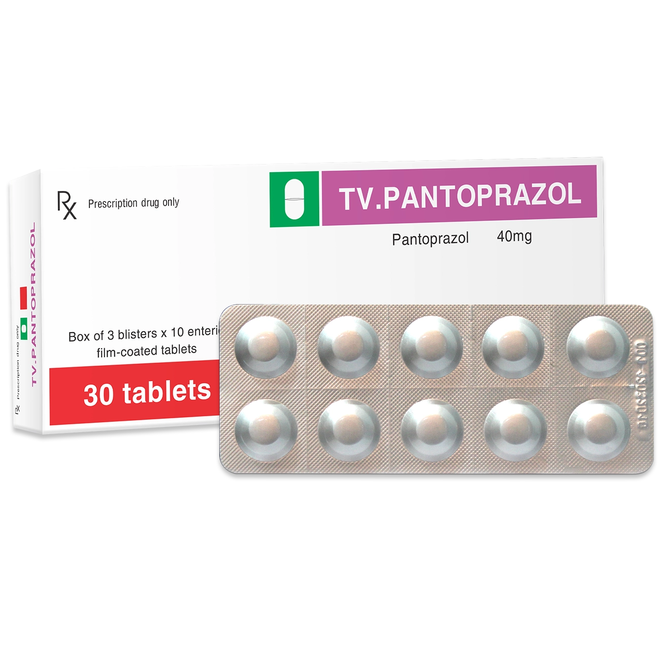 Thuốc điều trị đau dạ dày TV. PANTOPRAZOL hộp 3 vỉ x 10 viên