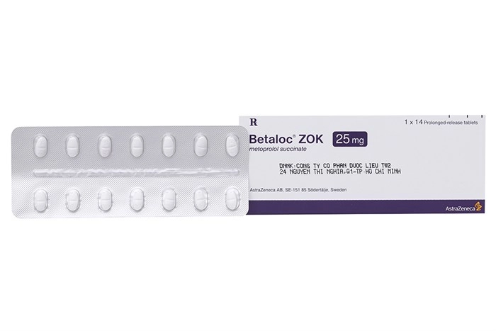 Thuốc trị cao huyết áp, đau thắt ngực Betaloc ZOK 25mg hộp 14 viên
