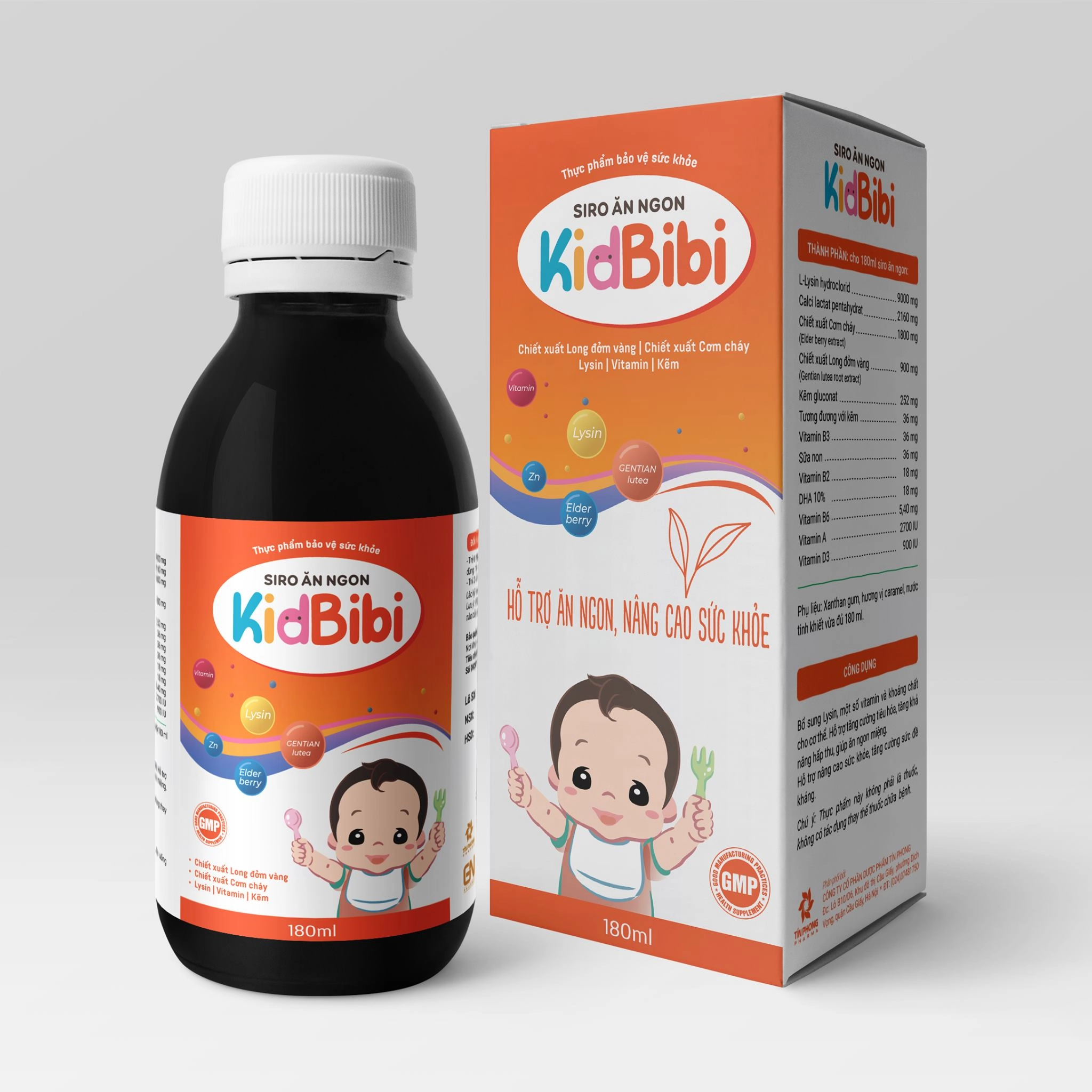 Hỗ trợ ăn ngon, nâng cao sức khỏe Siro Ăn Ngon KidBibi hộp 1 chai x 180ml