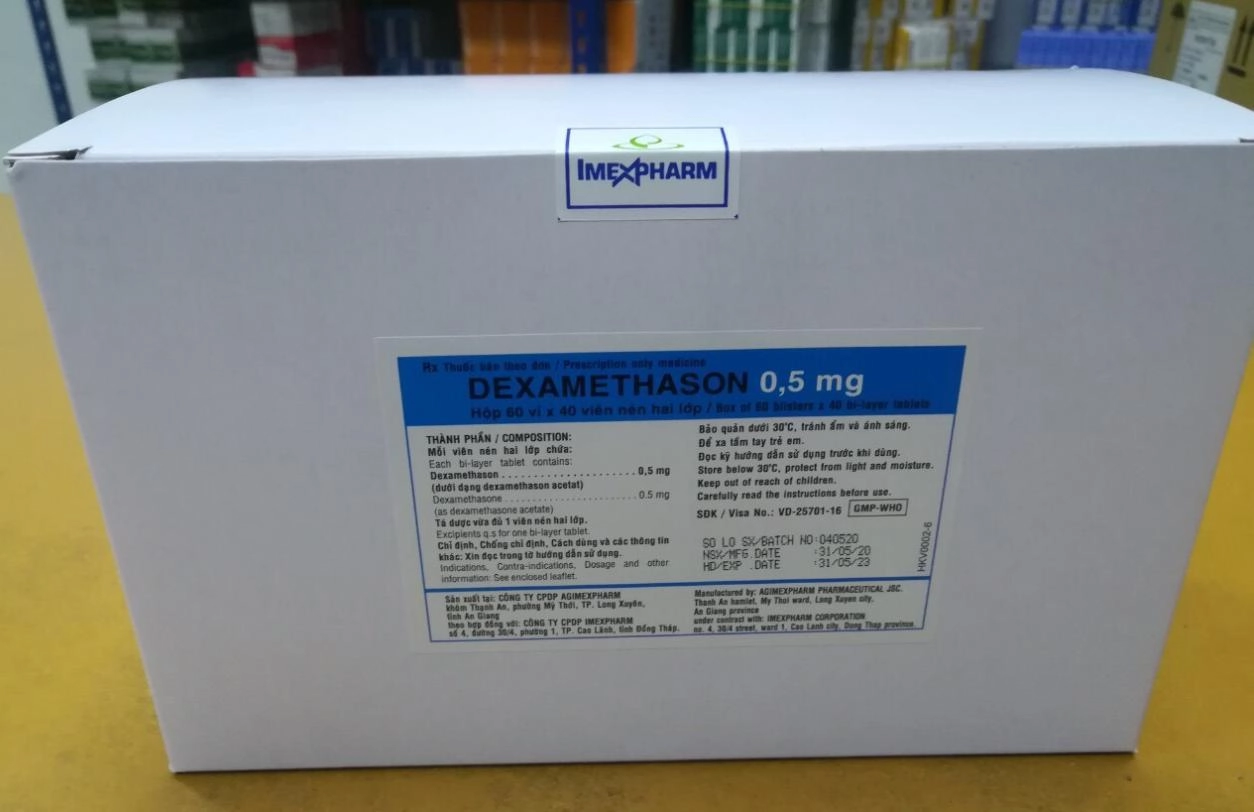 Dexamethason 0.5mg Imexpharm hộp 2400 viên