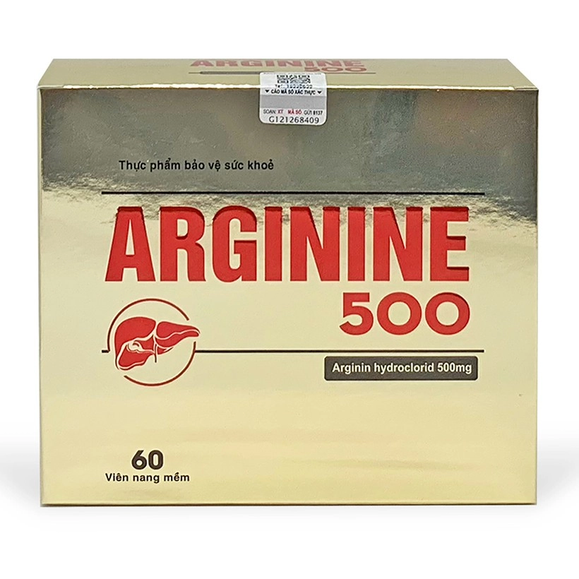 Viên uống hỗ trợ chức năng gan ARGININE 500 hộp 12 vỉ x 5 viên