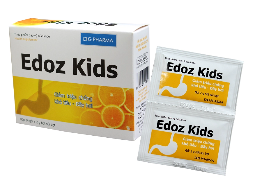 Giảm triệu chứng khó tiêu, đầy hơi Edoz Kids - DHG hộp 24 gói x 2g