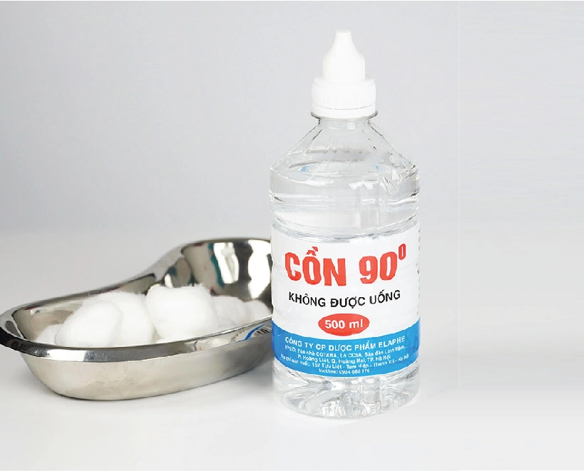 Dung dịch sát khuẩn Cồn 90° Elaphe (không xịt) chai 500ml