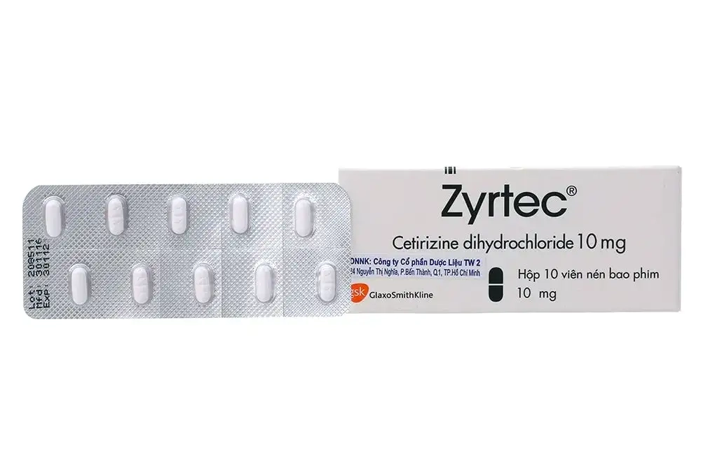 Thuốc chống dị ứng Zyrtec 10mg hộp 10 viên