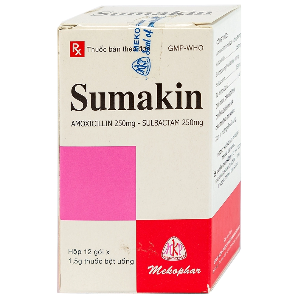 Thuốc kháng sinh Sumakin 250/250 hộp 12 gói x 1,5g