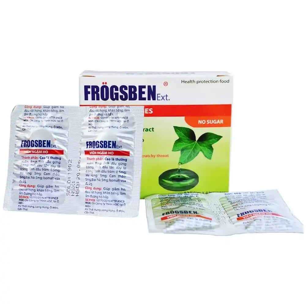 Viên ngậm ho FROGSBEN Ext. Không Đường hộp 5 vỉ x 4 viên