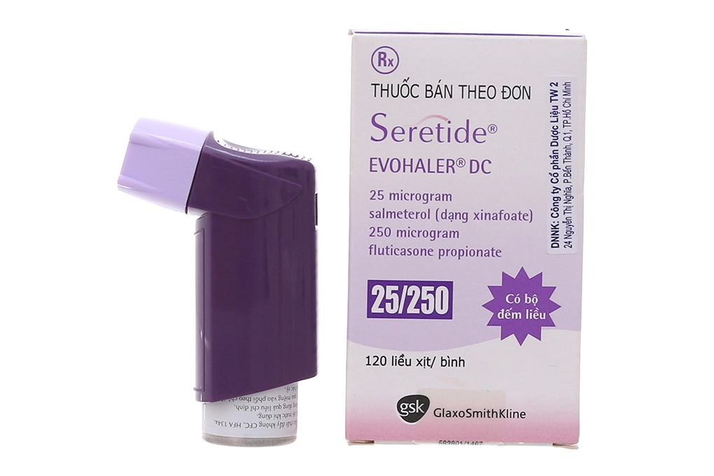 Thuốc khí dung trị hen suyễn Seretide Evohaler DC 25/250 hộp 120 liều