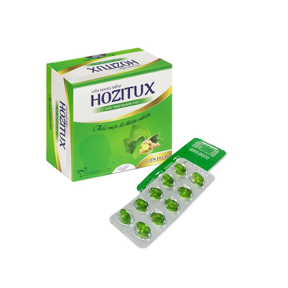 Hỗ trợ giảm ho Hozitux hộp 10 vỉ x 10 viên nang mềm