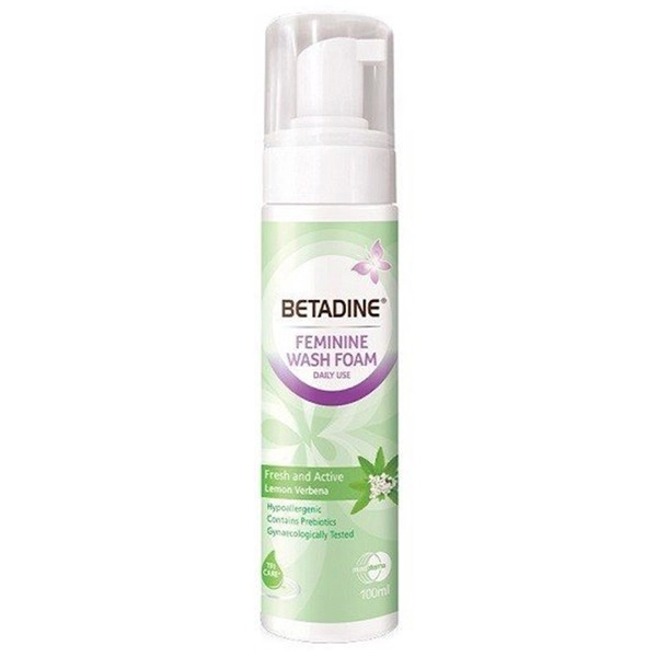 Bọt vệ sinh phụ nữ Betadine Feminine Wash Foam Lemon Verbena tươi mát năng động (xanh) chai 100ml