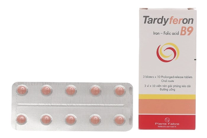 Thuốc bổ sung sắt, acid folic Tardyferon B9 hộp 30 viên