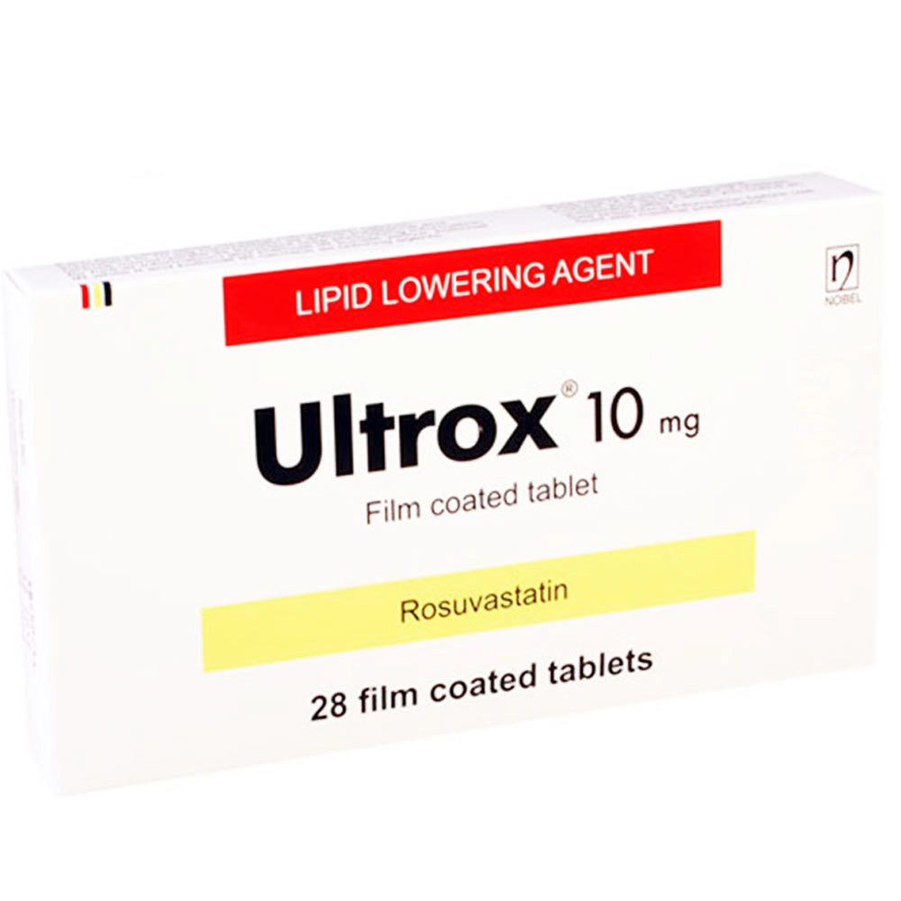 Thuốc hạ mỡ máu Ultrox 10mg Nobel hộp 2 vỉ x 14 viên