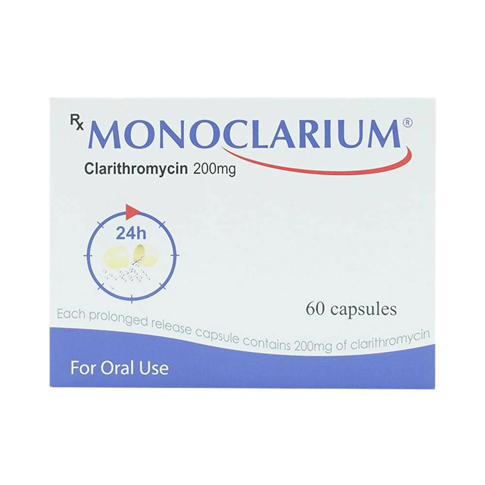 Thuốc kháng sinh Monoclarium 200mg SMB Technology S.A hộp 6 vỉ x 10 viên