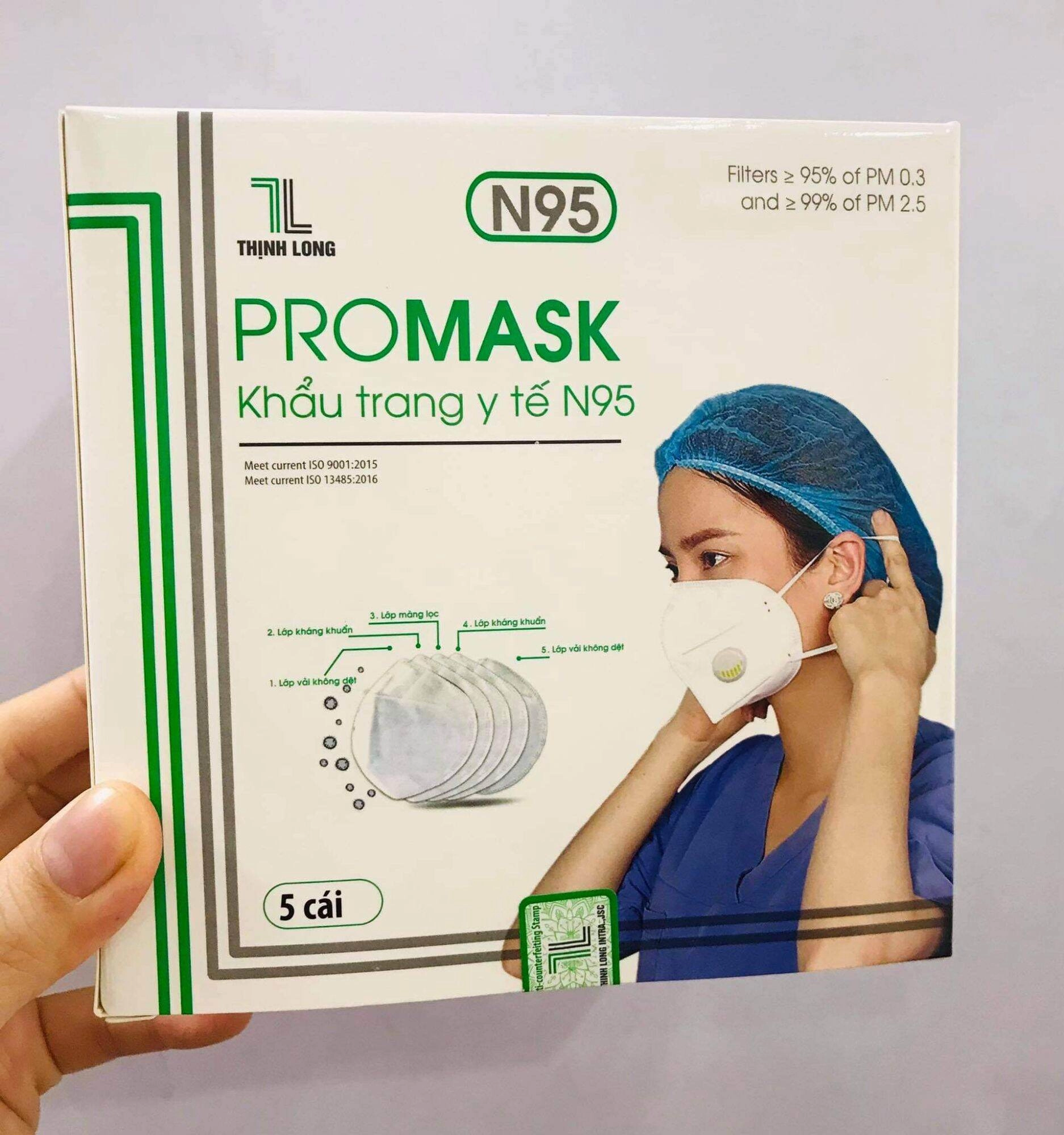 Khẩu trang y tế có van N95 PROMASK hộp 5 cái