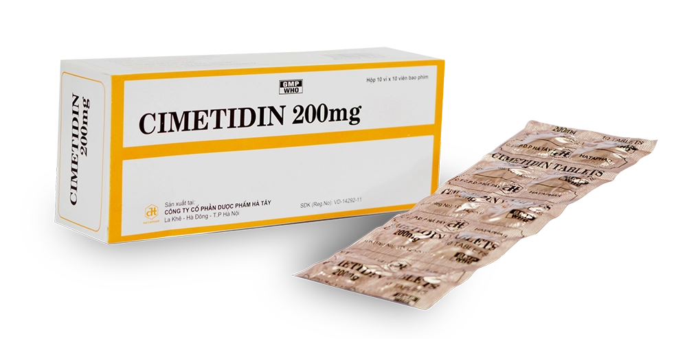 Thuốc điều trị đau dạ dày Cimetidine 200mg (DP Hà Tây) hộp 10 vỉ x 10 viên