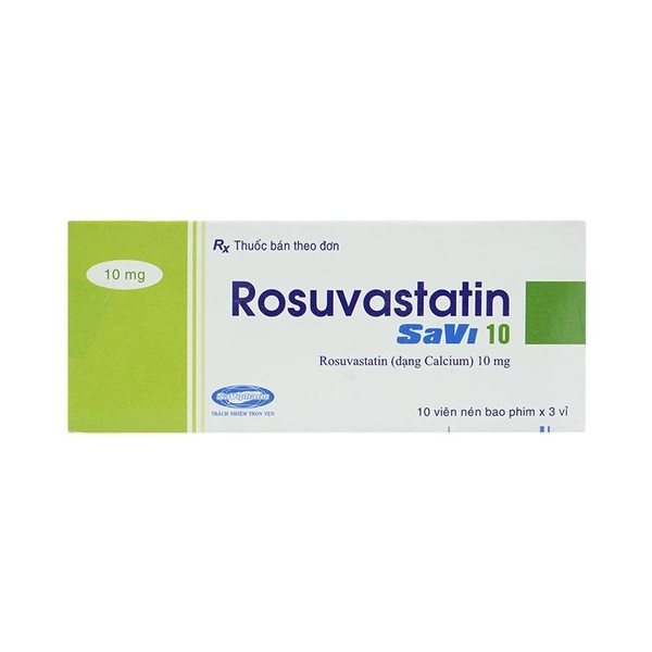 Thuốc hạ mỡ máu Rosuvastatin Savi 10mg hộp 3 vỉ x 10 viên