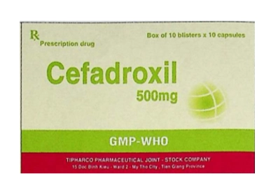 Thuốc kháng sinh Cefadroxil 500mg Tipharco hộp 10 vỉ x 10 viên