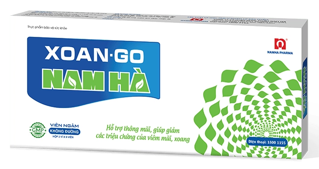 Viên ngậm không đường hỗ trợ thông mũi Xoan Go Nam Hà hộp 2 vỉ x 9 viên nén