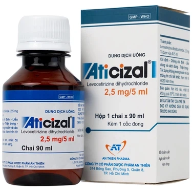 Dung dịch uống điều trị triệu chứng viêm mũi dị ứng Aticizal 2,5mg/5ml An Thiên hộp 1 chai