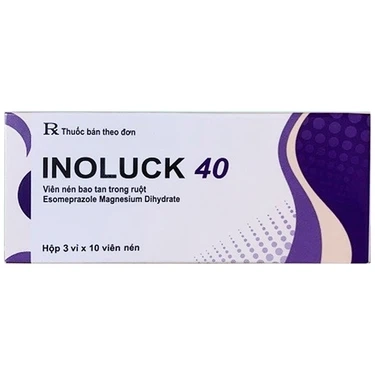 Điều trị viêm loét dạ dày, tá tràng, trào ngược dạ dày - thực quản Inoluck 40 Sterling Healthcare hộp 3 vỉ x 10 viên