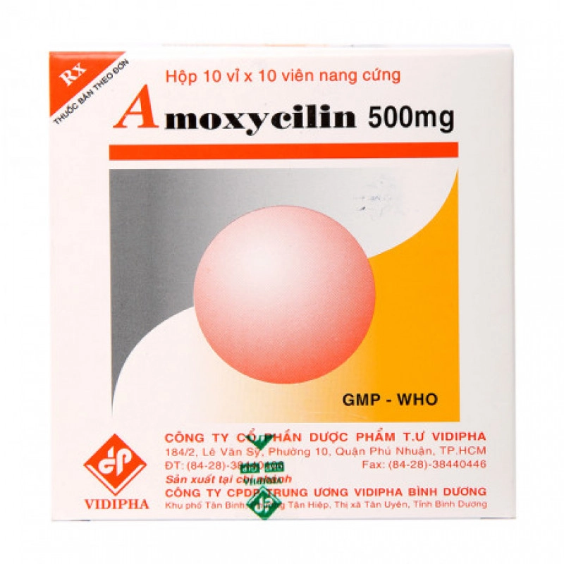 Thuốc kháng sinh Amoxicilin 500mg (Vidipha) hộp 100 viên