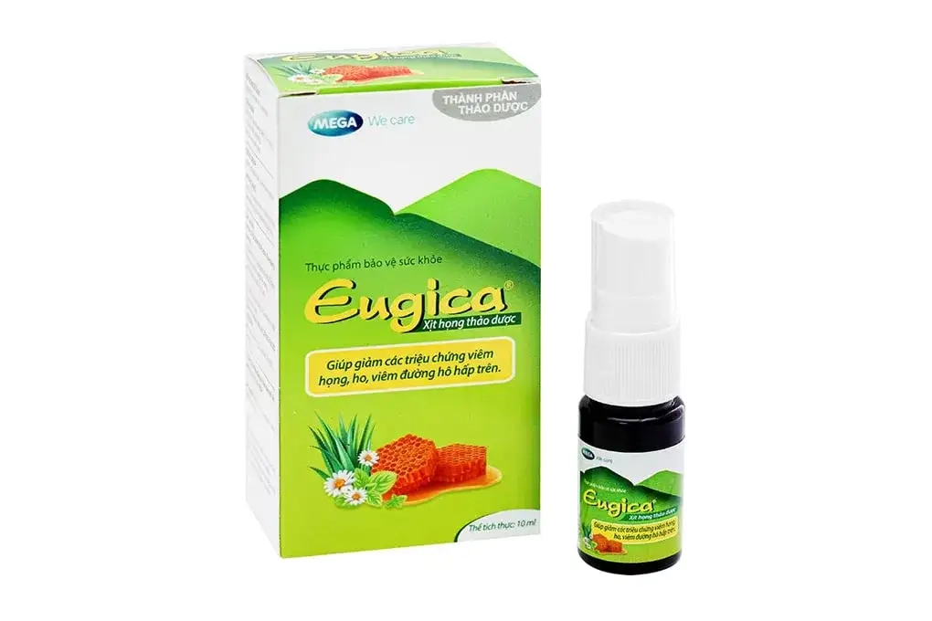 Xịt họng thảo dược trị ho, viêm họng Eugica hộp 1 chai 10ml