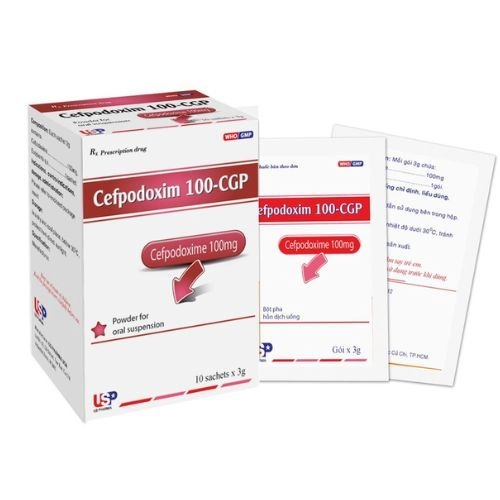 Thuốc kháng sinh CEFPODOXIM 100-CGP hộp 10 gói x 3g
