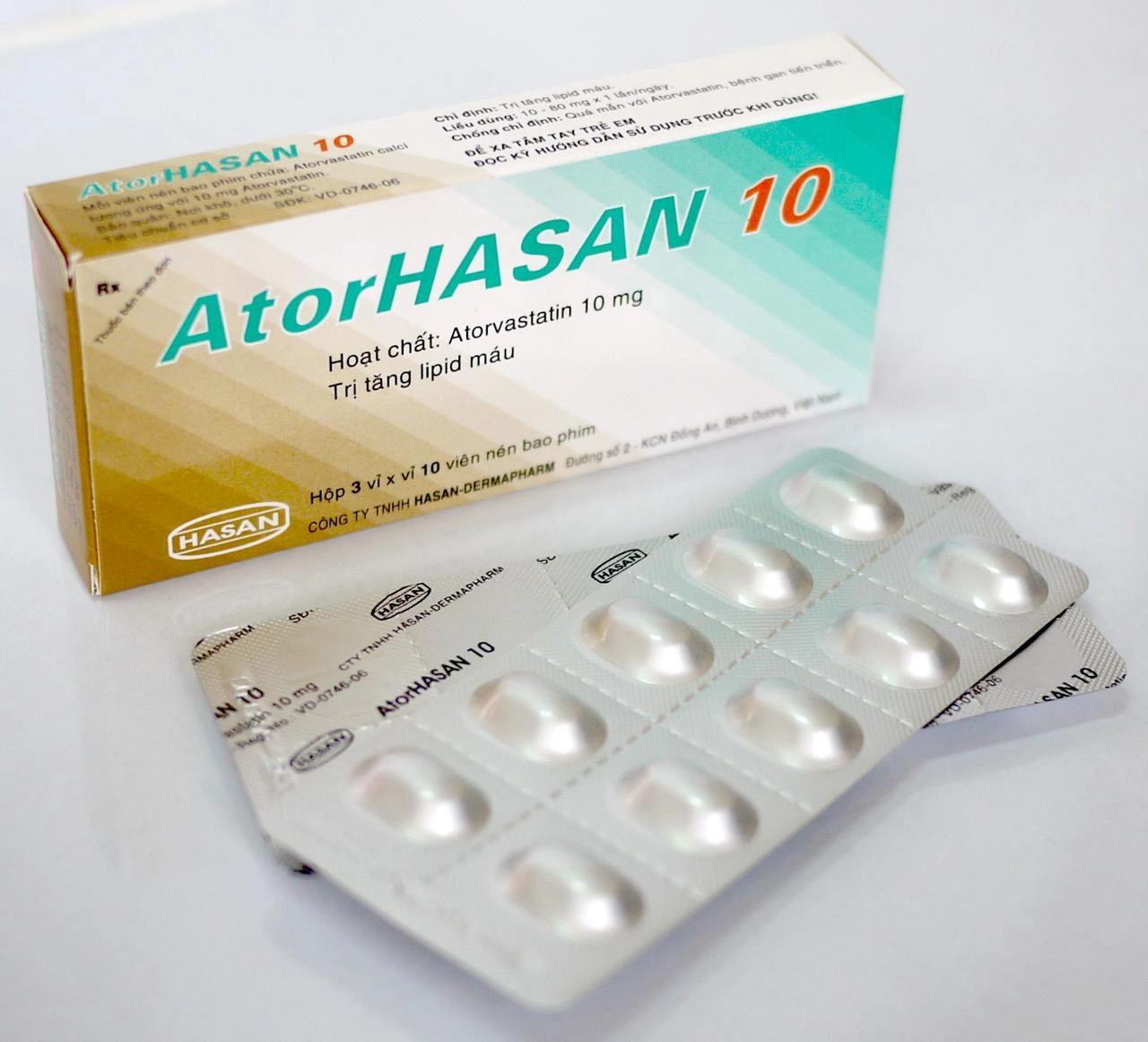 Thuốc điều trị mỡ máu Atorhasan 10 hộp 30 viên