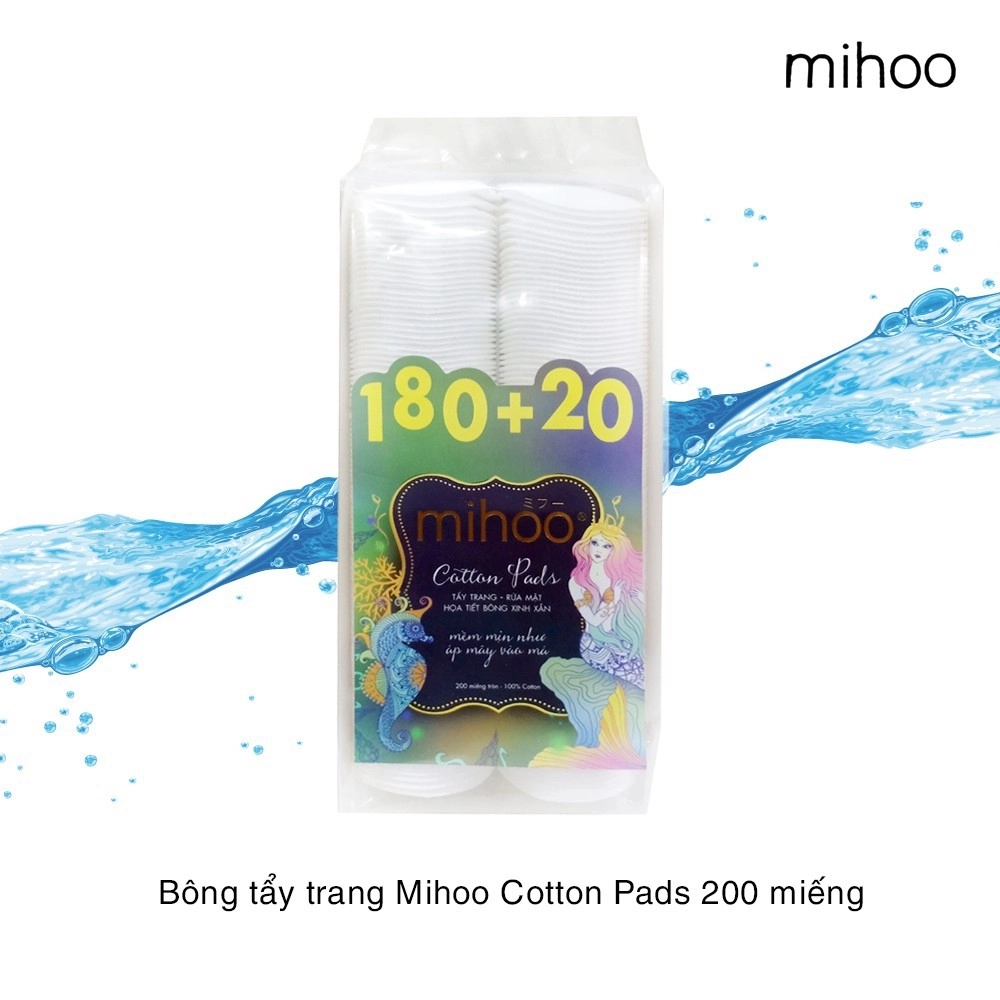 Bông tẩy trang  180+20 Mihoo Cotton Pads gói 200 miếng