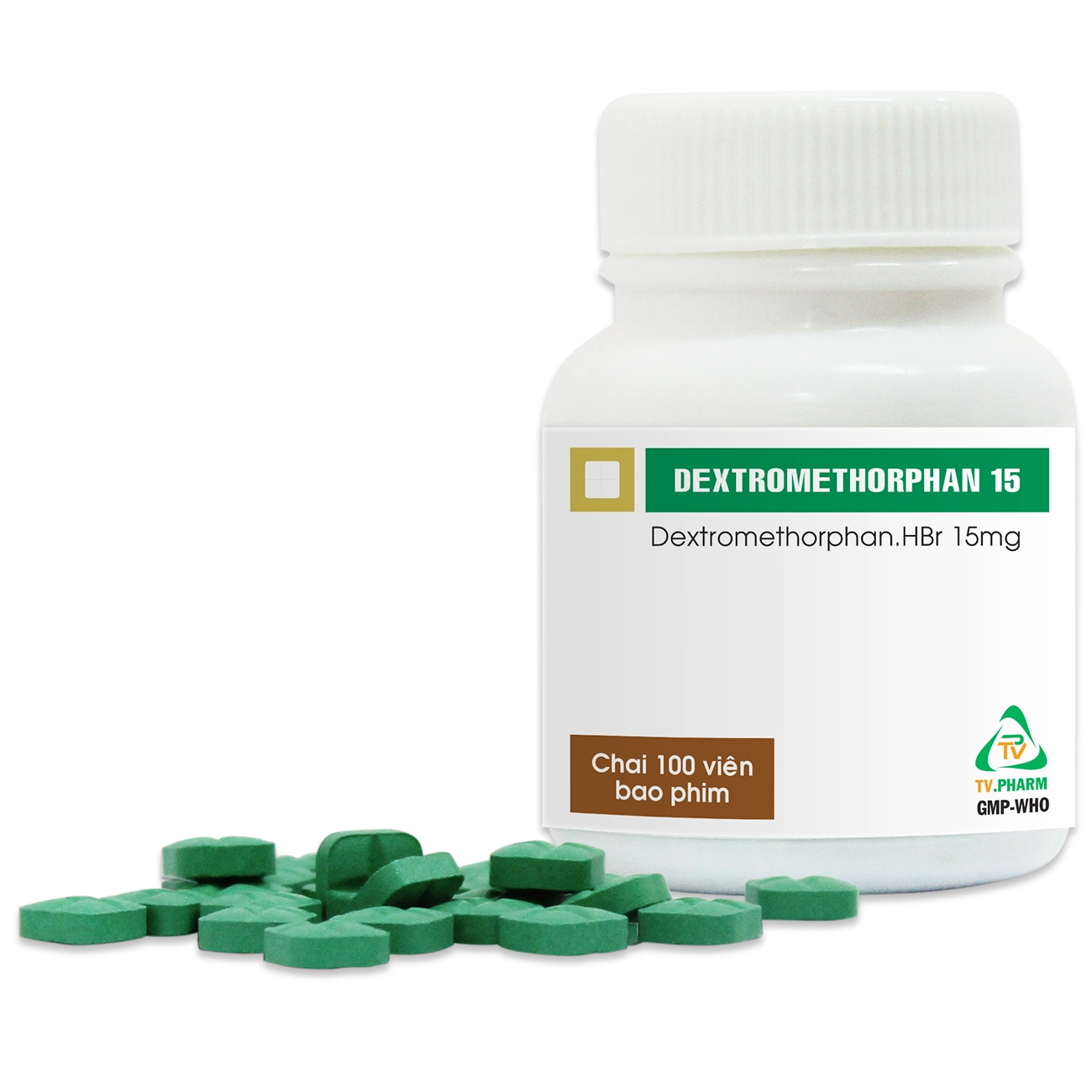 Thuốc ho, long đờm DEXTROMETHORPHAN 15MG (TV) lọ 100 viên