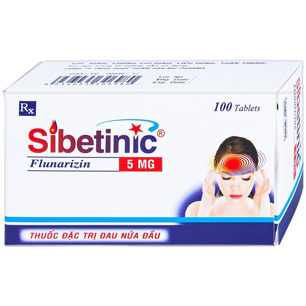 Thuốc trị đau nửa đầu Sibetinic 5mg hộp 100 viên nén