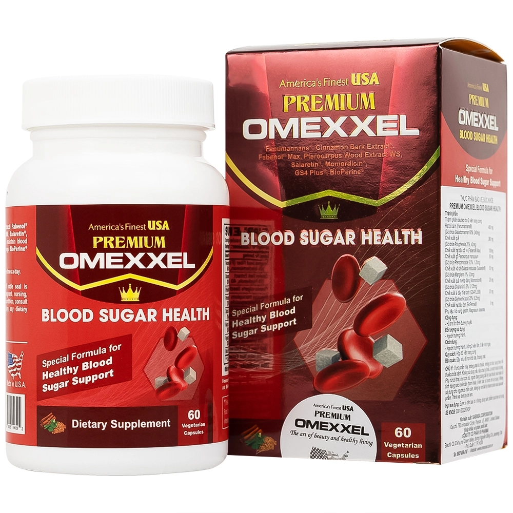 Hỗ trợ ổn định đường huyết Premium Omexxel Blood Sugar Health hộp 60 viên