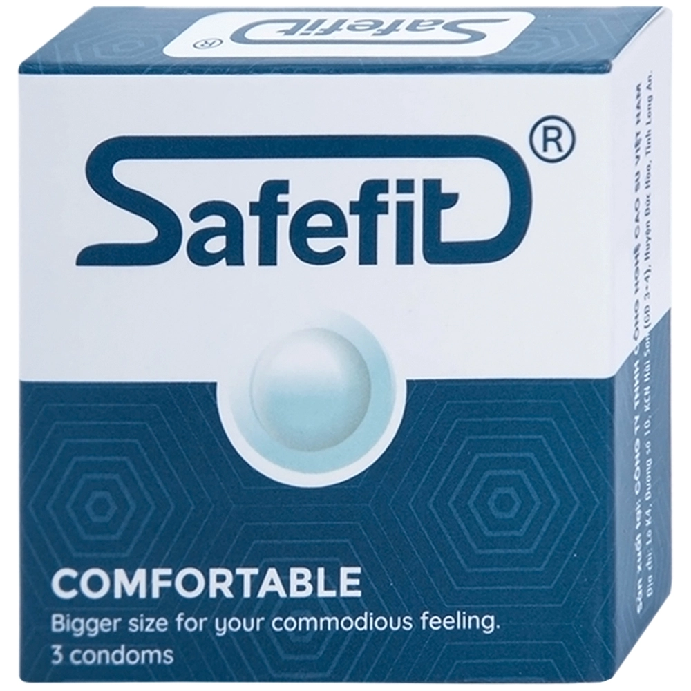 Không mùi khó chịu, độ bền cao, khả năng co giãn tốt, chất bôi trơn bao cao su Safefit Comfortable S52 hộp 3 cái