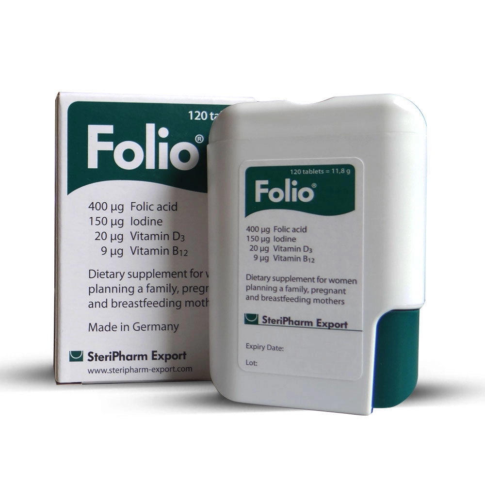 Viên uống bổ sung Acid Folic cho mẹ bầu và cho con bú Folio hộp 1 lọ 120 viên