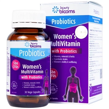 Cung cấp năng lượng và chất dinh dưỡng cần thiết Women's Multivitamin With Probiotics Henry Blooms hộp 30 viên