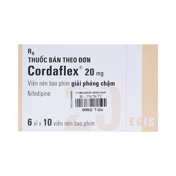 Thuốc tim mạch Cordaflex 20mg hộp 6 vỉ x 10 viên