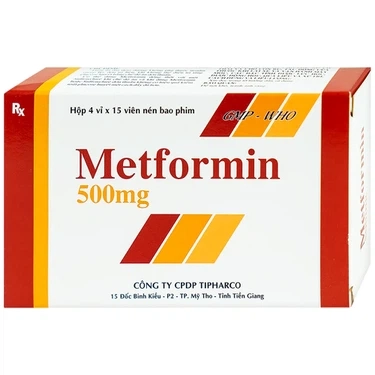 Thuốc điều trị đái tháo đường typ 2 Metformin 500mg (Tipharco) hộp 4 vỉ x 15 viên
