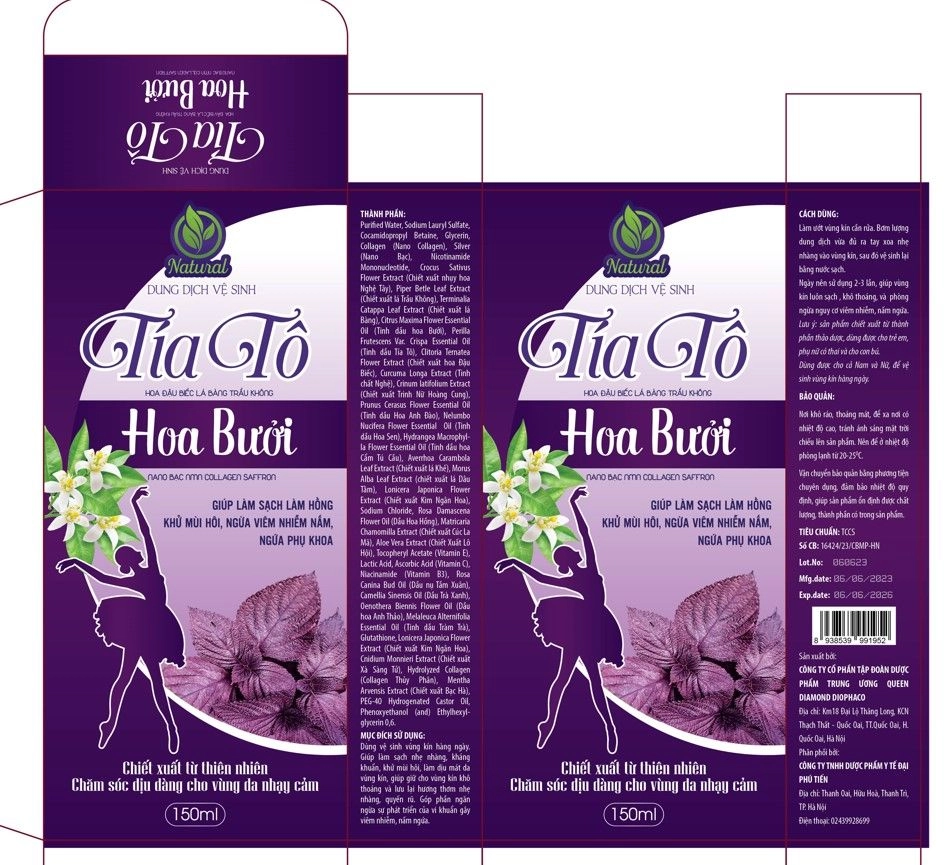 Dung dịch vệ sinh phụ nữ Tía Tô Hoa Bưởi chai 150ml
