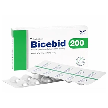 Thuốc kháng sinh Bicebid 200 Bidiphar hộp 2 vỉ x 10 viên