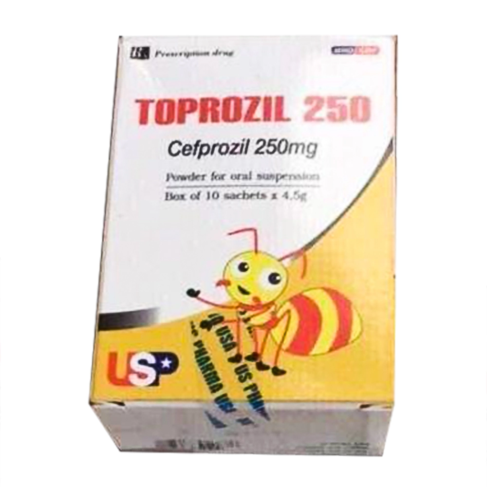 Thuốc kháng sinh Toprozil 250 hộp x 10 gói