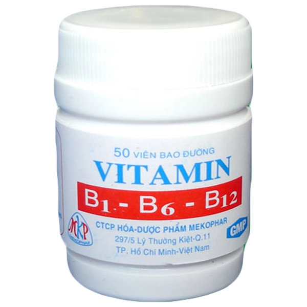 Thuốc bổ sung Vitamin B1-B6-B12 Mekophar chai 50 viên bao đường