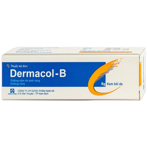Kem bôi da chống nấm da phổ rộng, chống viêm Dermacol-B hộp 1 tuýp 8g