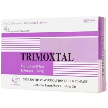 Thuốc điều trị nhiễm trùng vùng miệng, đường hô hấp Trimoxtal hộp 2 vỉ x 7 viên