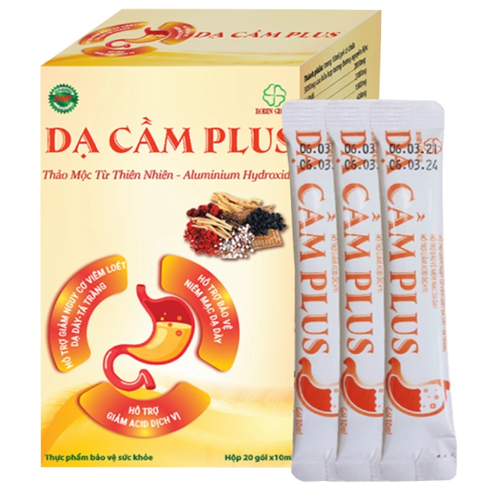 Hỗ trợ giảm acid dịch vị, giúp bảo vệ niêm mạc dạ dày Dạ Cầm Plus hộp 20 gói x 10ml