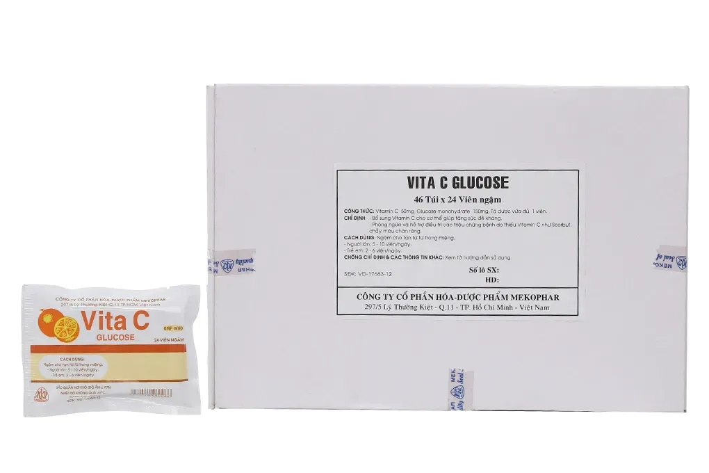 Viên ngậm Vita C GLUCOSE  hộp 46 túi x 24 viên