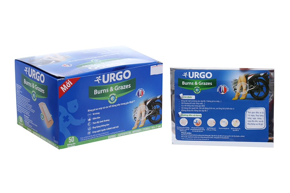 Miếng dán bỏng Urgo Burn & Grazes hộp 50 miếng