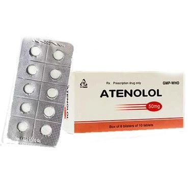 Thuốc trị tăng huyết áp Atenolol 50mg TV.Pharm hộp 6 vỉ x 10 viên